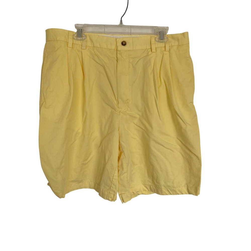 Turnbury Mens Pleated Chino Shorts Yellow Popcorn Cotton Lyocell Size‎ 38 50939